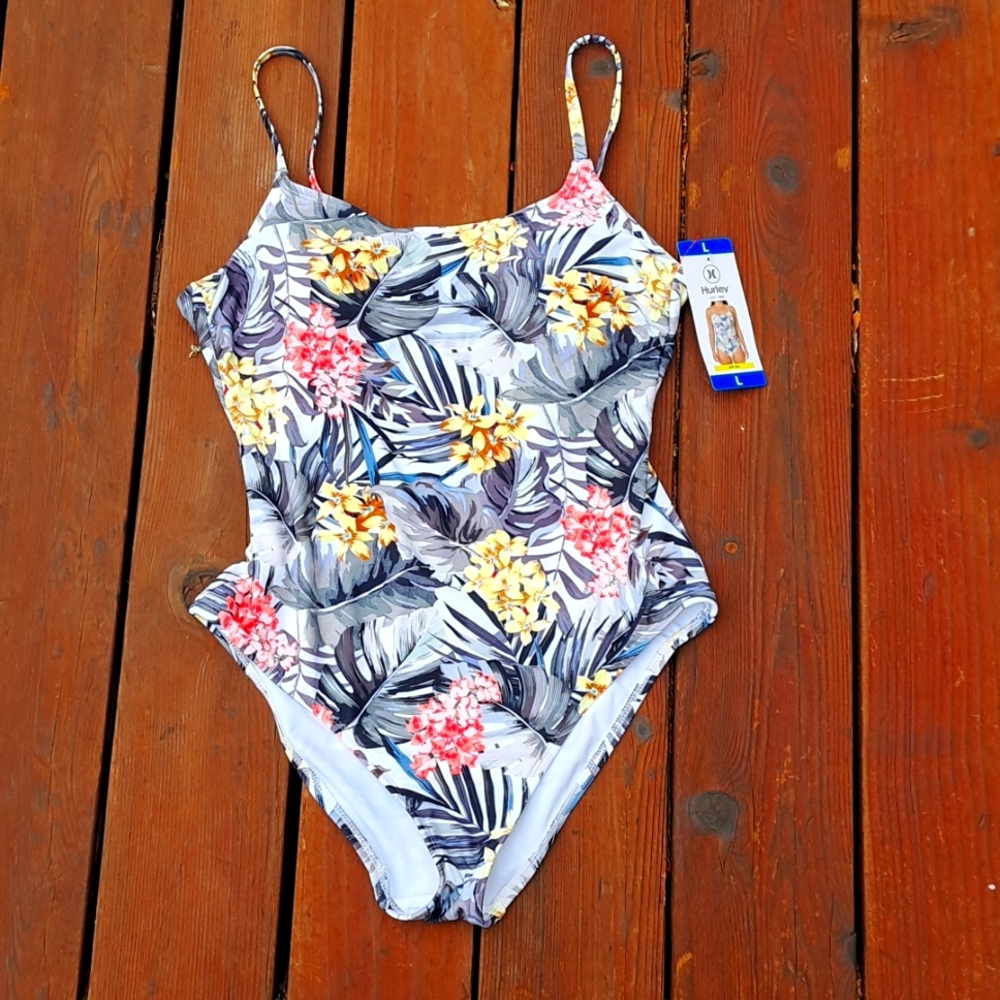 HURLEY SIZE LARGE WOMAN'S ONE PIECE SWIMSUIT.